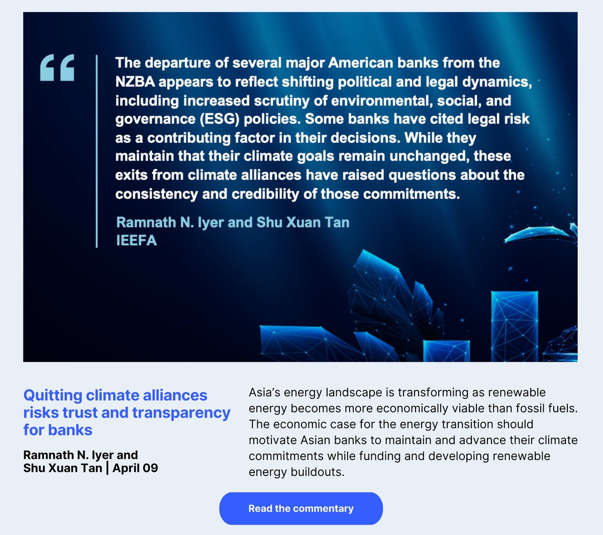 Quitting climate alliances risks trust and transparency for banks