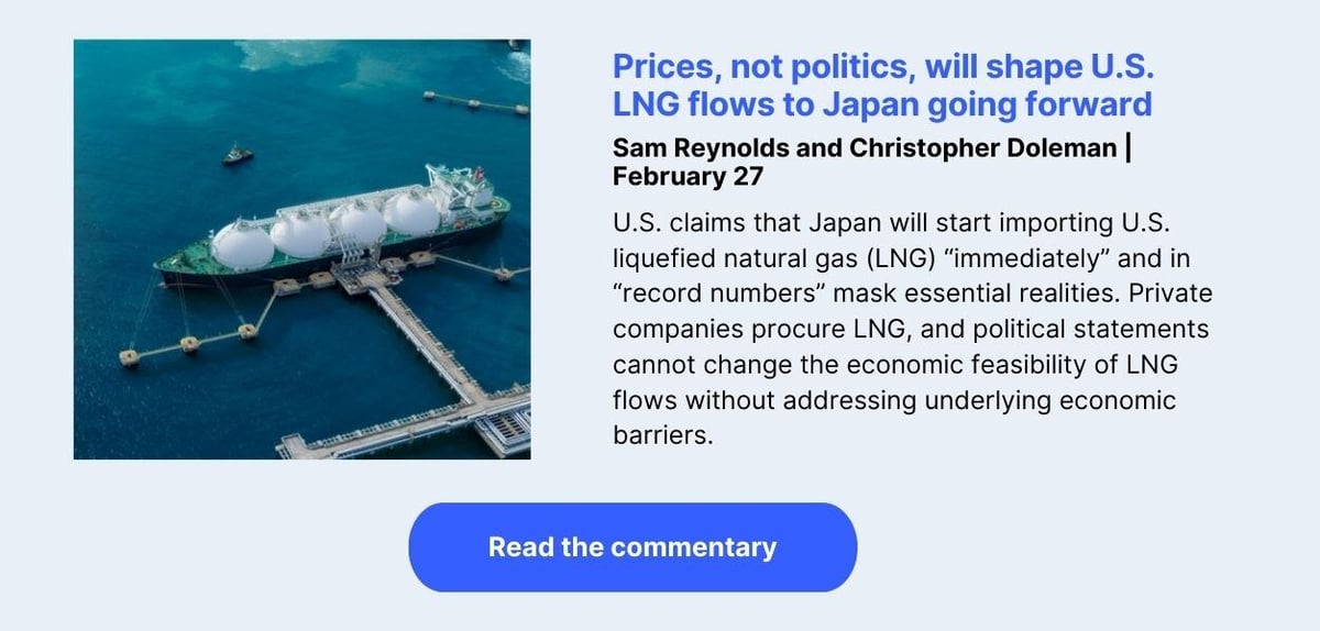 Prices, not politics, will shape U.S. LNG flows to Japan going forward