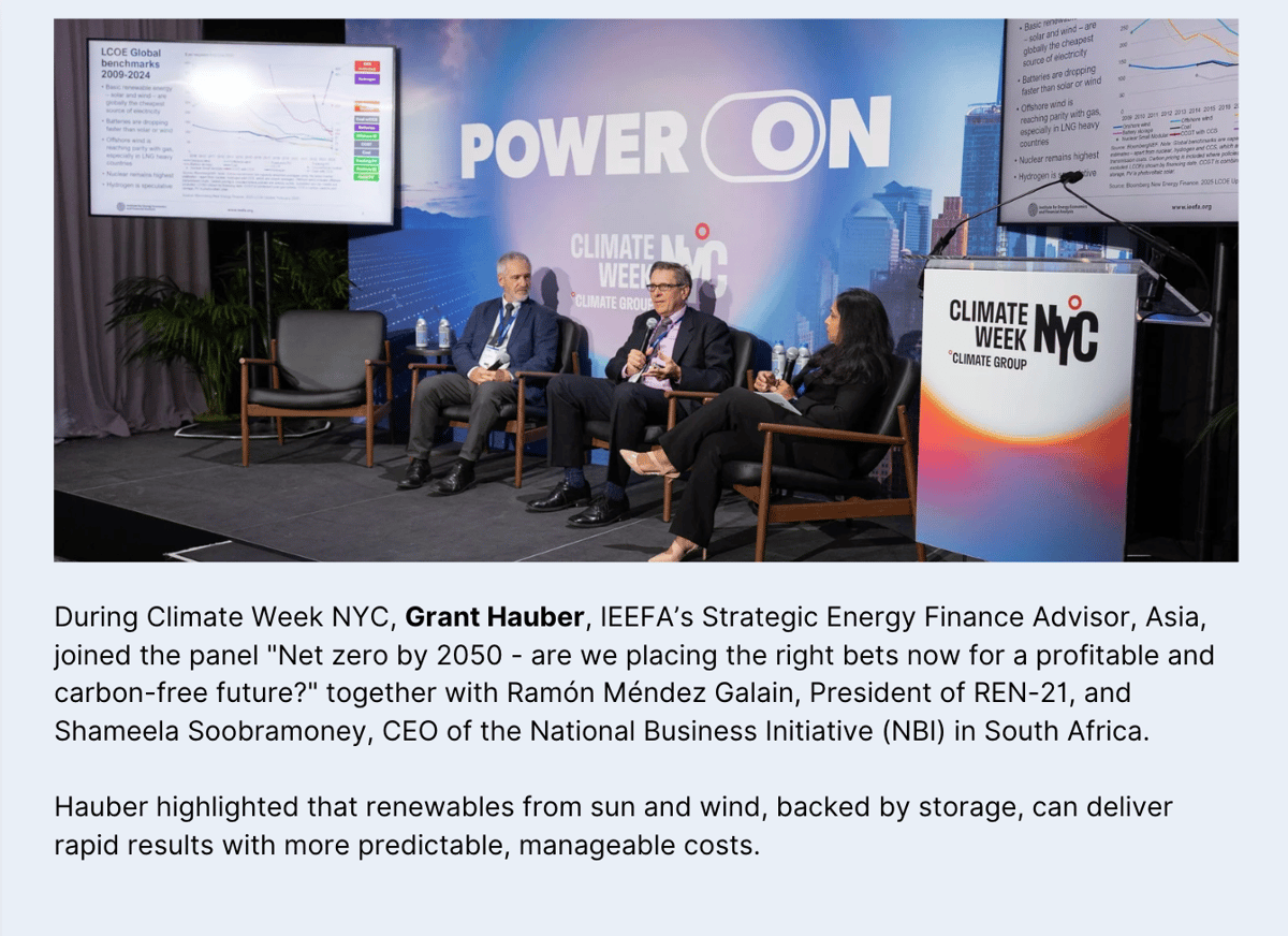 IEEFA's Grant Hauber at the Climate Week NYC panel